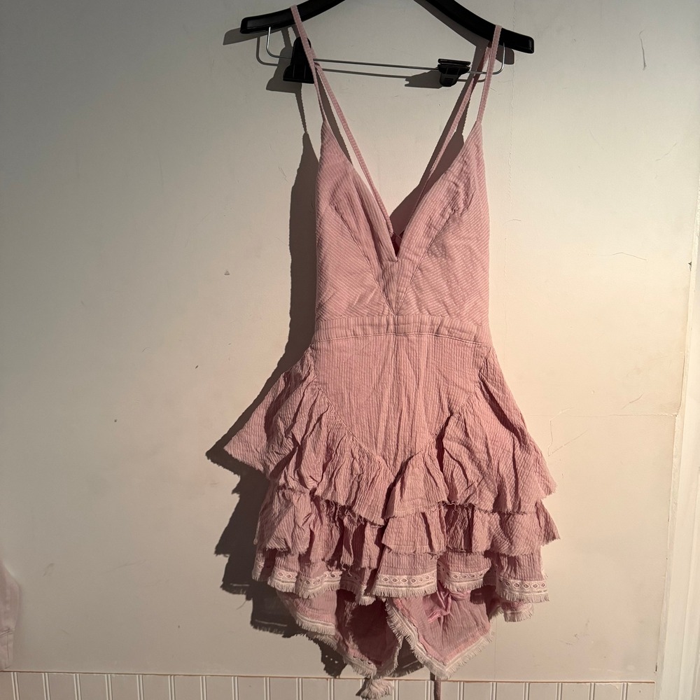 Y2K Angel Biba Large Babydoll Romper Ruffle Tiered Boho Fairy Coquette Festival